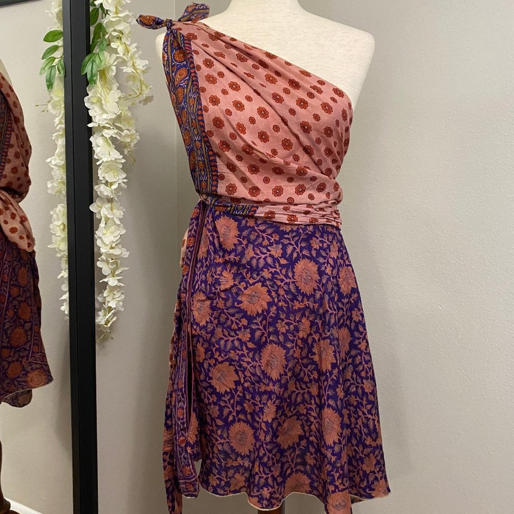 Recycled silk 10-way wrap skirt - mini